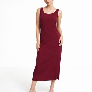 Sheri Martin Maxi Dress Women 12 Burgundy Sleeveless Scoop Neck Vintage Elegant